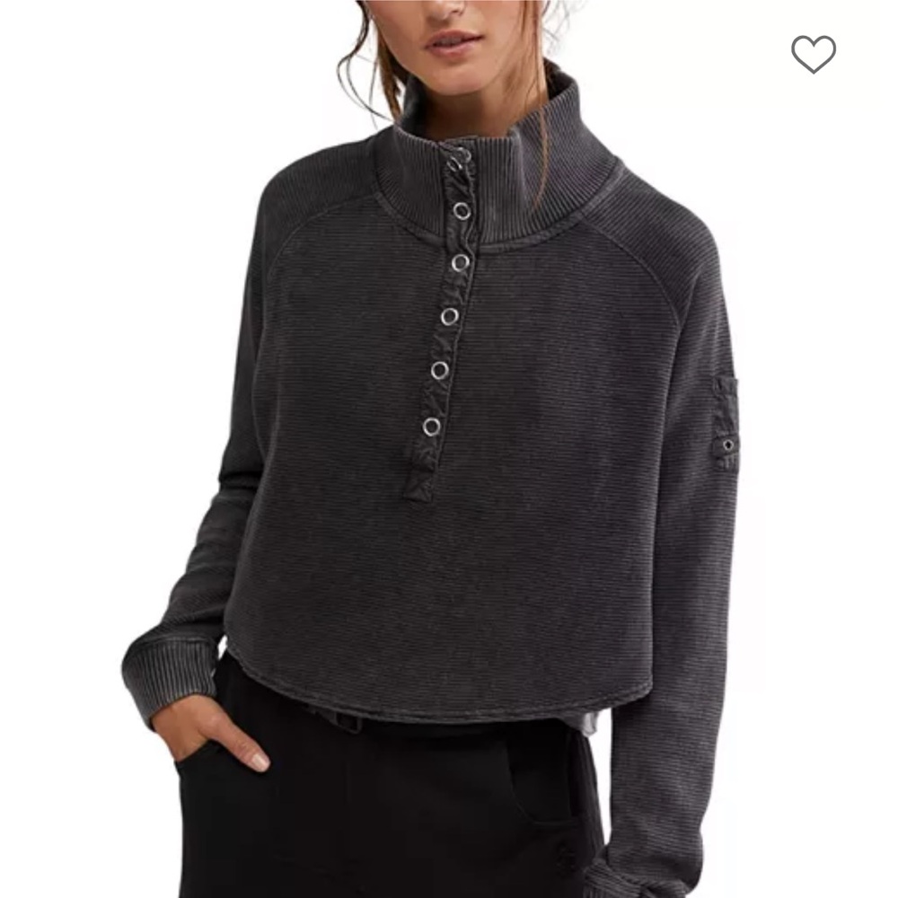 Free People Henley Style Oversized Long Sleeve Tee - NWT